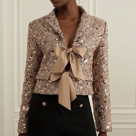 Multicolor Party Women's Tweed Short Jacket
